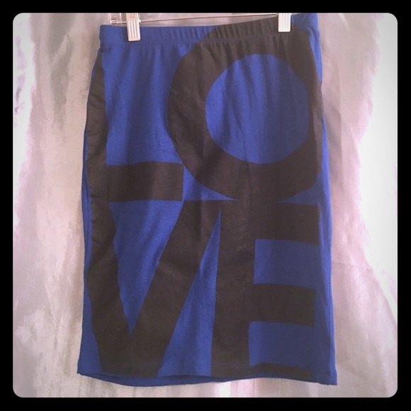 “LOVE” graphic bodycon stretch mini/mid skirt, S - Picture 1 of 4